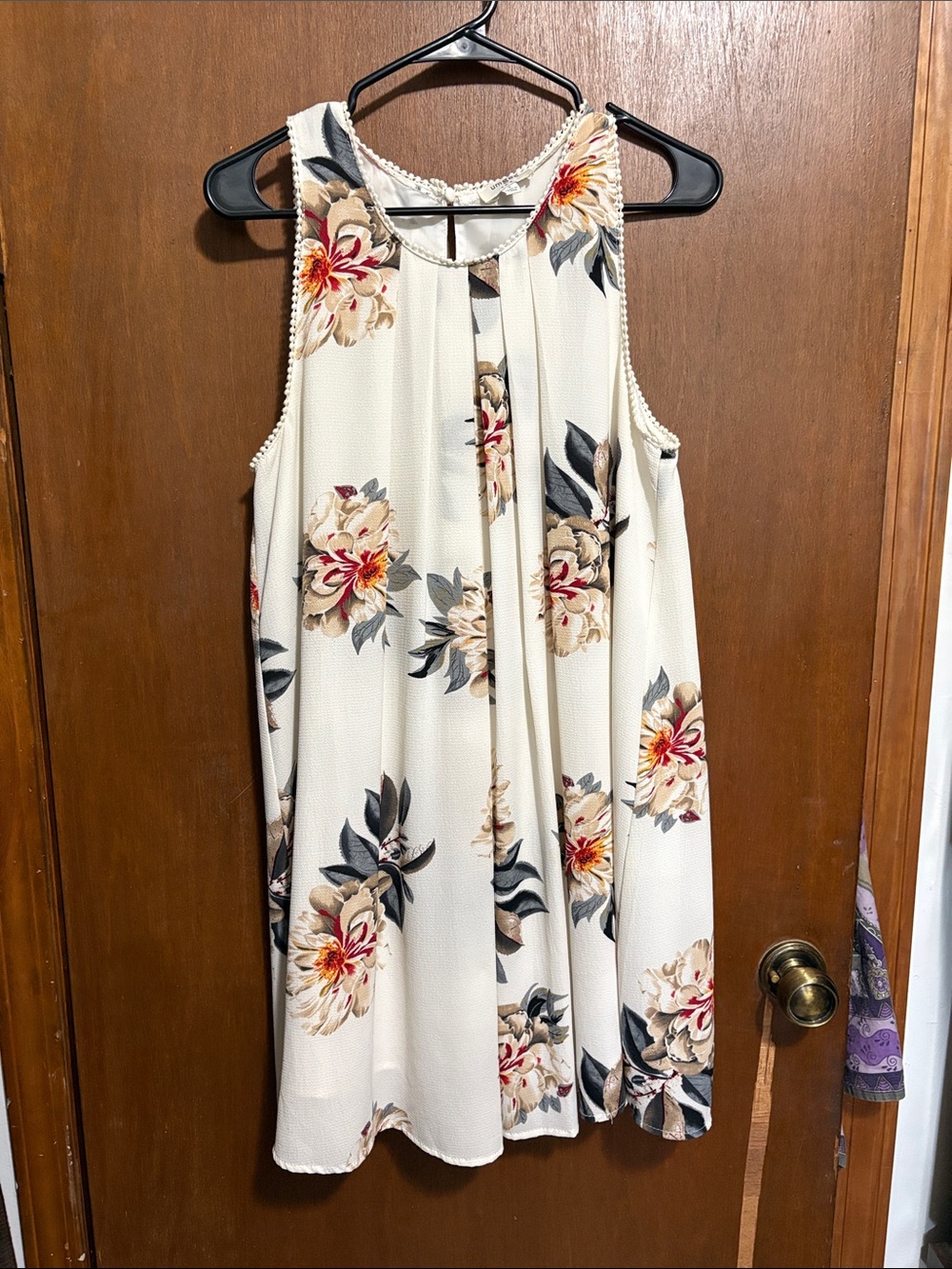 Umgee Cream Floral Sleeveless Pleated Sundress